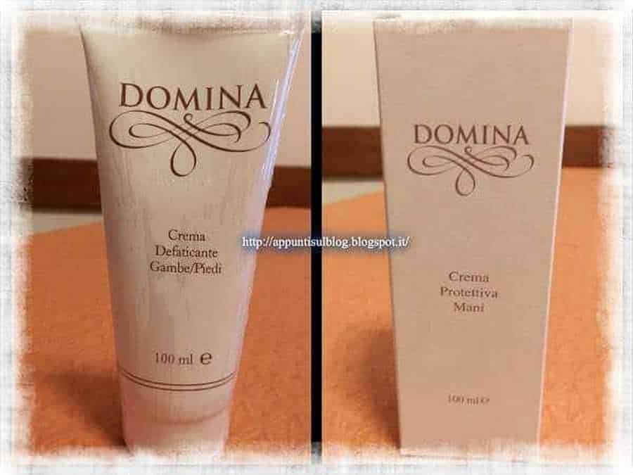 Crema doposole e crema protettiva mani, prodotti cosmetici Domina, immagini di confezioni dermatologiche, ideale per cura e protezione della pelle, featured su Appunti Sul Blog.