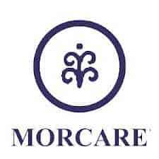 Morcare logo, marchio Morcare con simbolo e nome, design professionale e minimalista, marchio aziendale nel settore benessere e cura della pelle, branding Morcare, immagine aziendale.