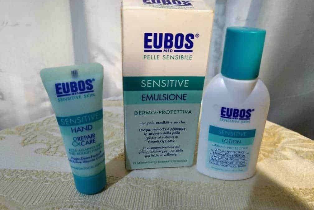 EUBOS prodotti per la cura della pelle sensibile, crema mani e lozione idratante, linea dermatologica per pelli delicate e secche, trattamento dermo-prottetivo e lenitivo.