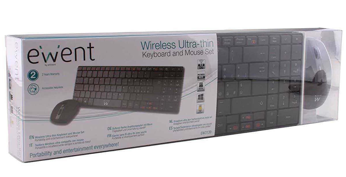 E-words wireless tastiera e mouse senza fili in confezione trasparente, ideale per ufficio e gioco, compatibile e ultra sottile, con design moderno e funzionalità avanzate.