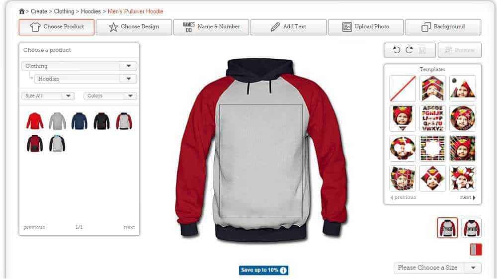 Red and grey personalized hoodie design creation online.