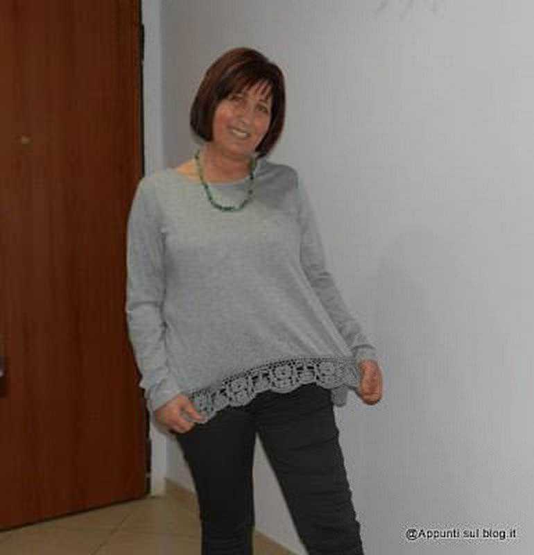 Long Sleeve Crochet Loose T-shirt su Shein