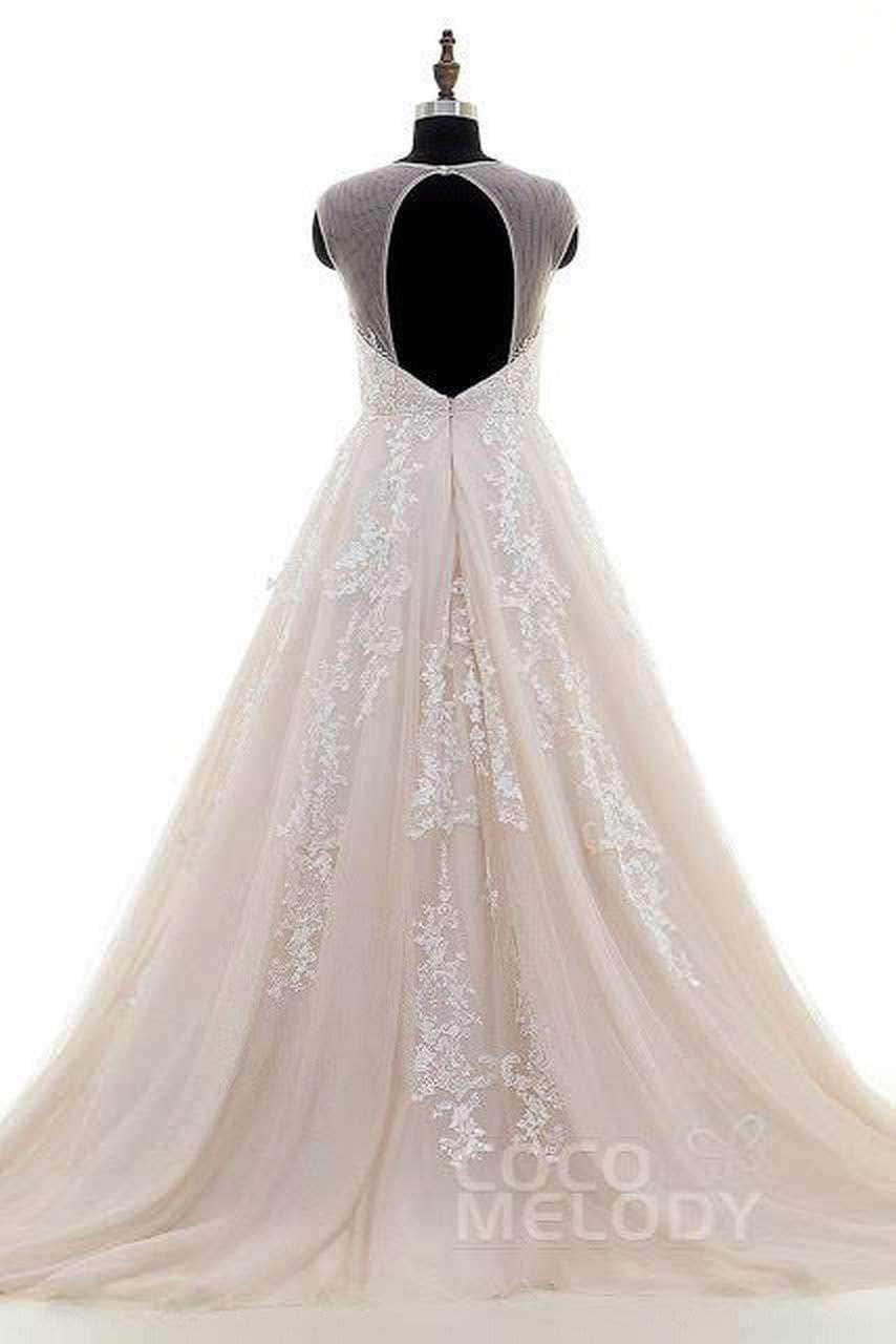 Abito da sposa A-line in tulle con schiena scoperta