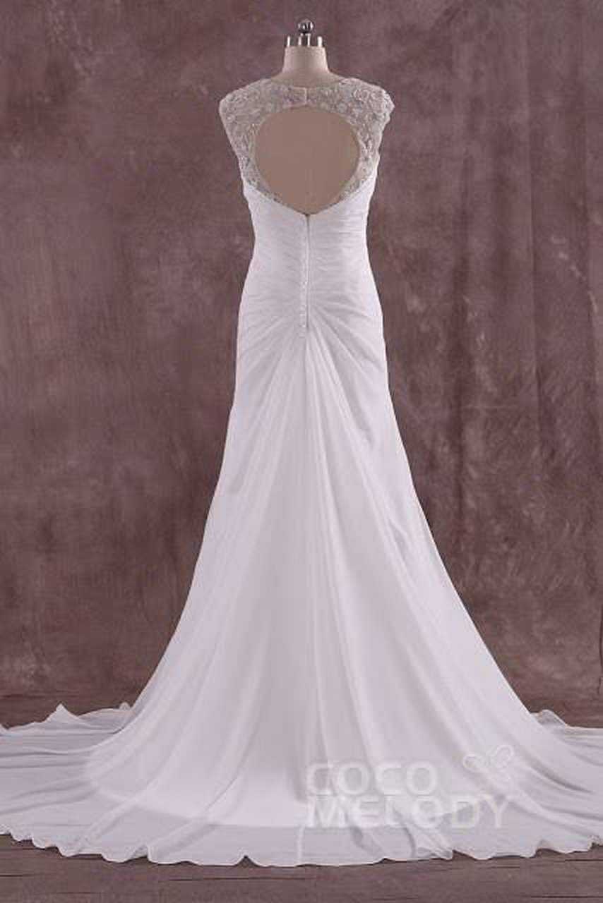 Abito da sposa bianco in chiffon con schiena scoperta
