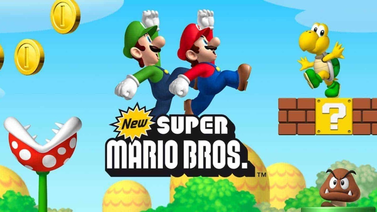Più di 150 caratteri alt text (max 200 caratteri): Video di Super Mario Bros con Mario, Luigi e Yoshi, giochi iconici e monete dorate in un mondo fantastico e colorato.