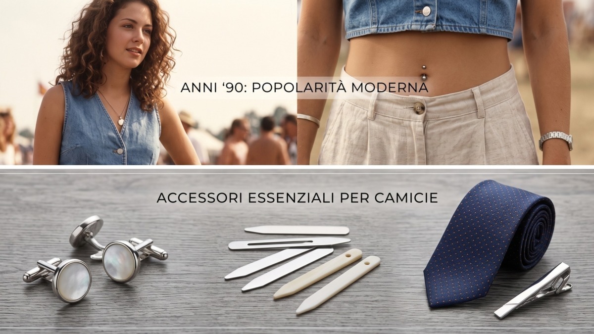 Invenzione del piercing all’ombelico, accessori necessari per camicie