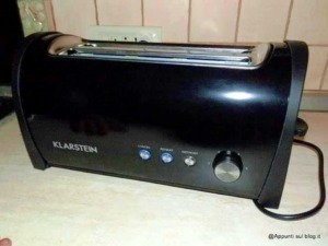 Lavoratore tostapane nero Klastein con funzioni di tostatura e controllo dell'intensità, ideale per la colazione quotidiana.