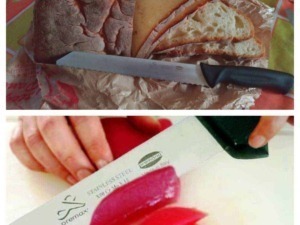 Pane rustico e affettati misti su tavolo, con coltello da cucina pronto per preparare un panino gustoso.