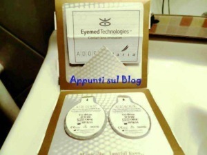 Adiorb eye contact lens packaging with product details and brand logo in a cardboard box.