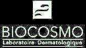 Un logo moderno di Biocosmo con testo bianco su sfondo nero, rappresentando un marchio di prodotti biologici e sostenibili.