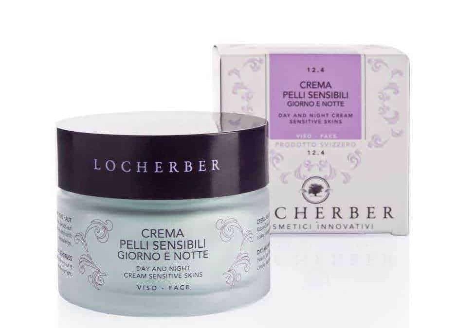 Crema giorno e notte per pelli sensibili, trattamento cosmetico delicato, crema viso naturale, prodotto skincare per pelli sensibili, Lozcherber, trattamento giorno e notte.