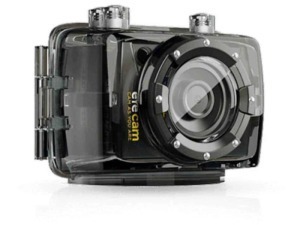 Fotocamera subacquea nera resistente all'acqua e alla pressione, ideale per snorkeling e immersioni.