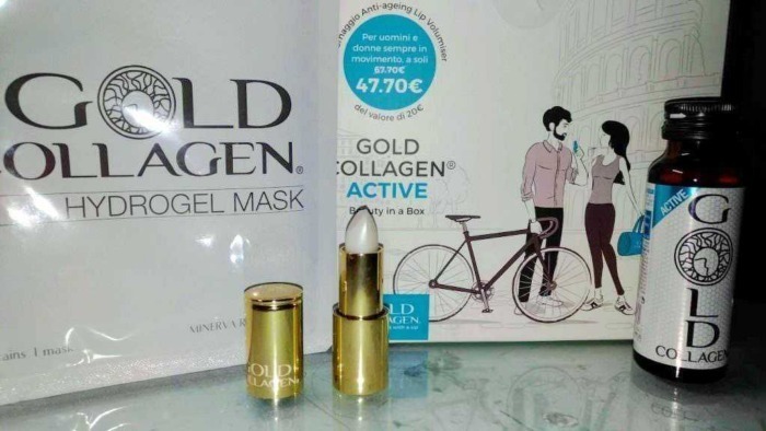Gold Collagen Hydrogel Mask, prodotto di bellezza e anticollagenico.