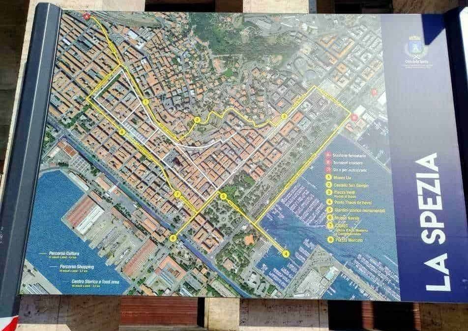 LA SPIGA mappa dei punti turistici e culturali di La Spezia, con itinerari e luoghi di interesse storico e artistico segnalati sulla cartina.