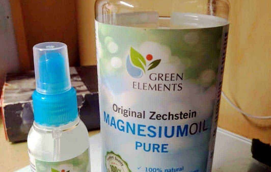 Magnese oil naturale Green Elements, 100% puro, confezioni da spray e bottiglia grande, ideale per integratori di magnesio naturale senza conservanti o trattamenti termici.