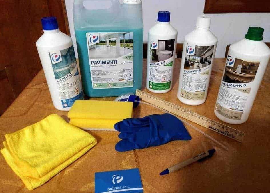 Prodotti per pulizie professionali, detergenti e attrezzi per pulizia uffici e pavimenti.