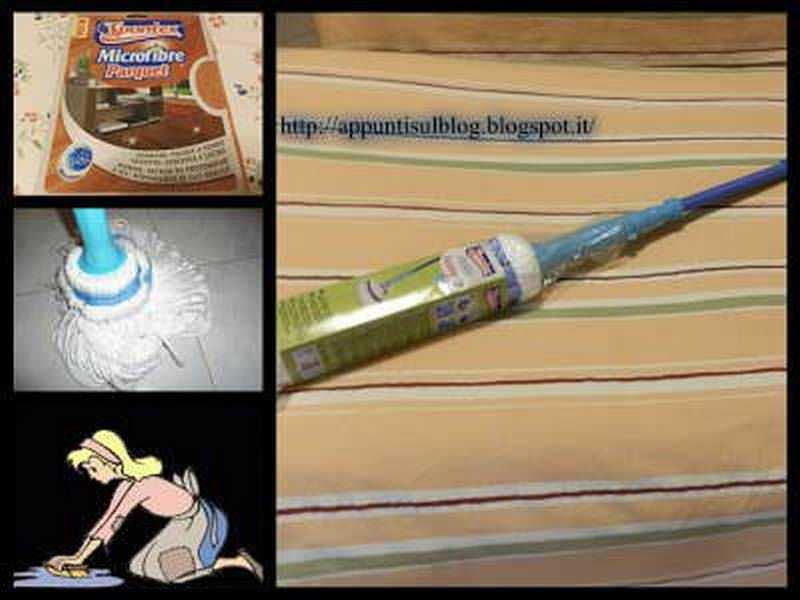 Microfibra, attrezzo per pulizie e pulizie domestiche, con dettaglio di bobina di panno in microfibra.