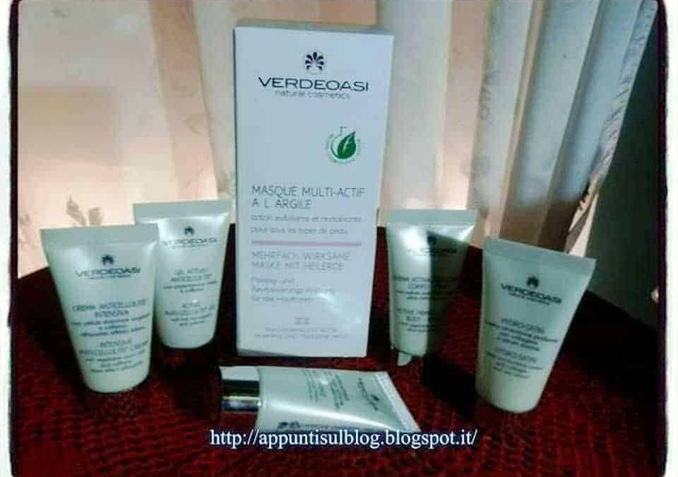 Crema viso e maschere all'argilla Verdeoasi per cura della pelle, prodotti naturali e biologici, ideali per trattamento muscolare e skincare.