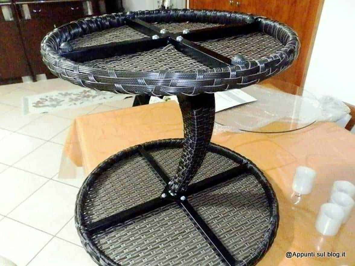 Tavolino da esterno elegante in polyrattan: BLUMFELDT TABULA