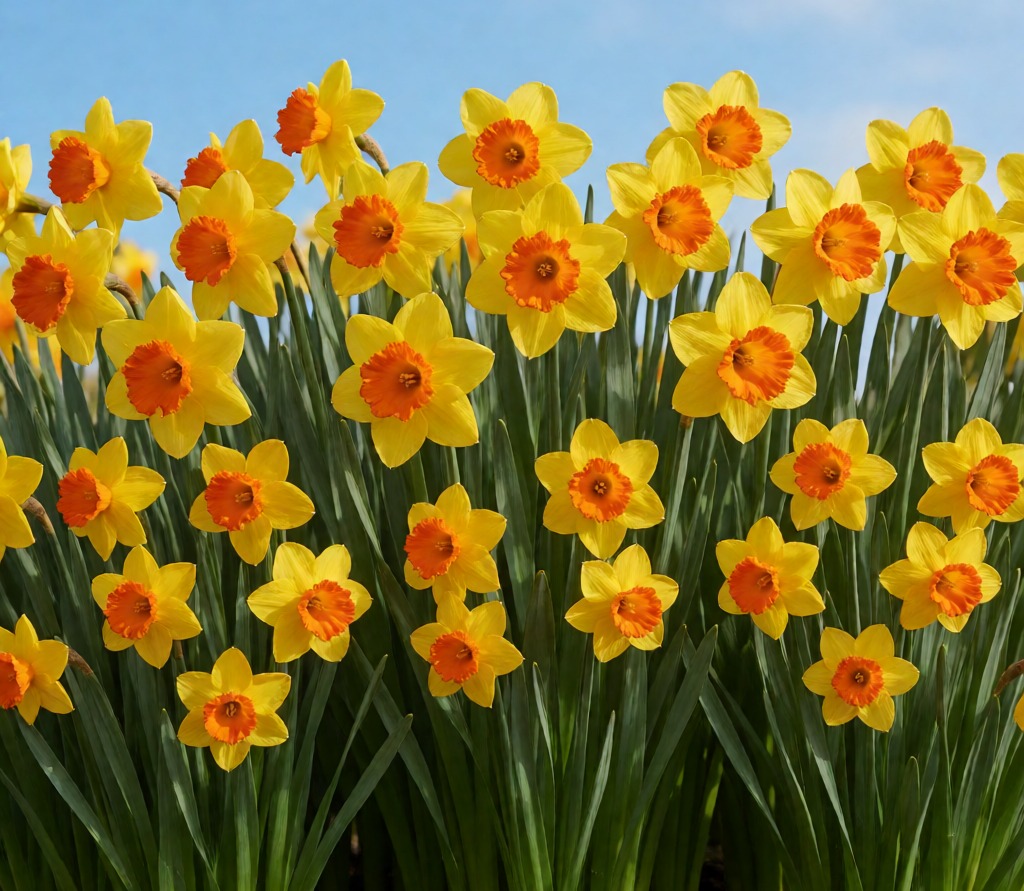 Giglio giallo con fiori arancioni, immagine di fiori primaverili, perfetta per blog di giardinaggio e natura.