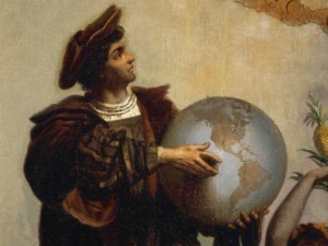 Antico dipinto di un esploratore con mappa del mondo, rappresenta cultura, esplorazione e curiosità. Perfetto per contenuti sul viaggio, avventura e storia.