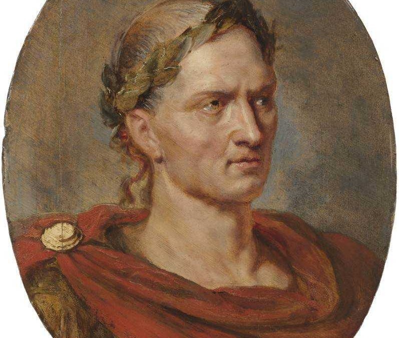 Ritratto di un uomo con capelli castani e tunica rossa su sfondo sfumato, stile classico.