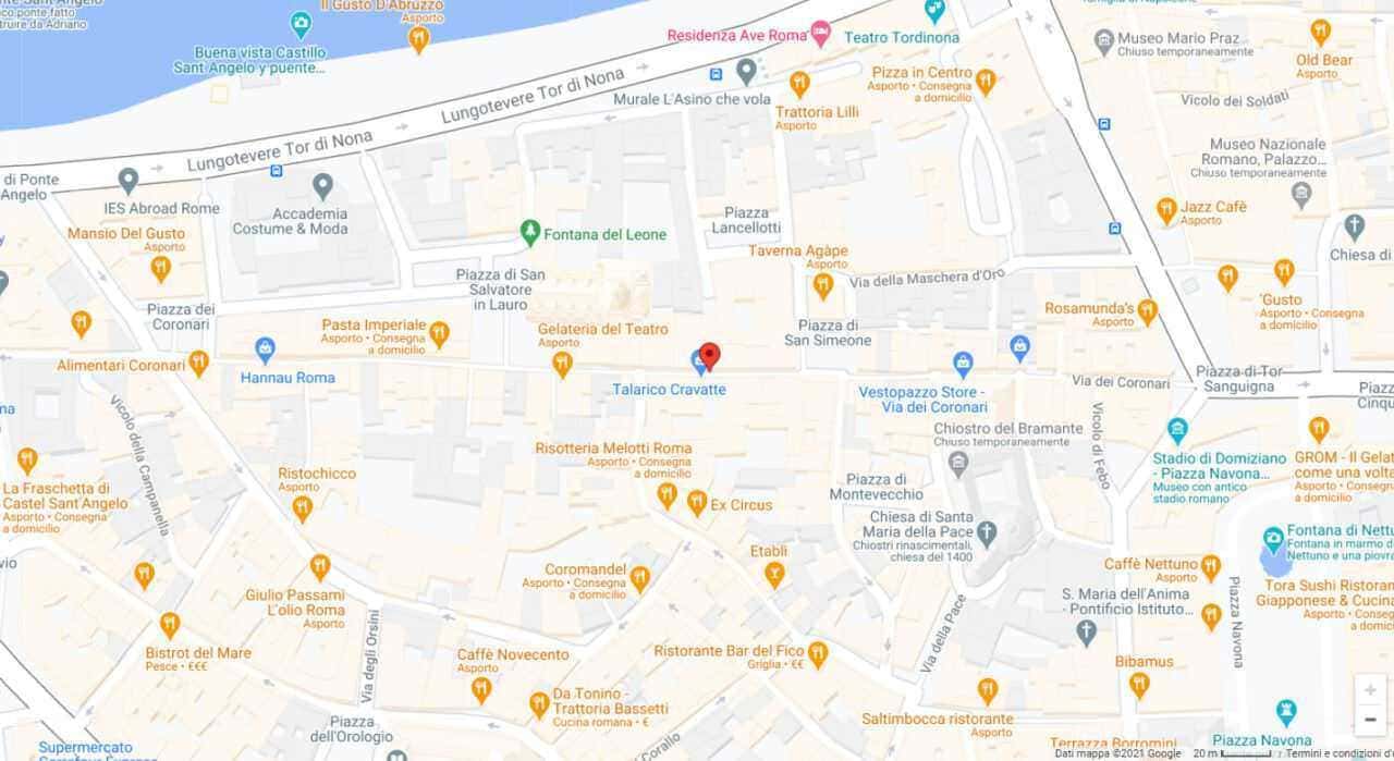 Via dei Coronari negozi e rosari a Roma. mappa della strada