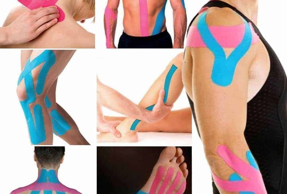 Taping neuromuscolare, tecniche di kinesiotaping per muscoli articolazioni e posture correttive, riabilitazione sportiva e alleviamento del dolore muscolare e articolare.