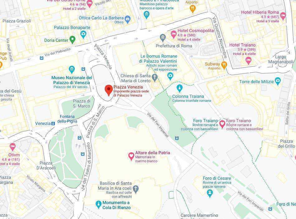 Piazza Venezia, punto centrale di Roma