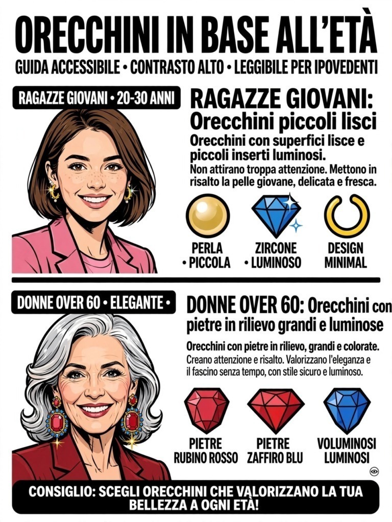 Orecchini in base all'età