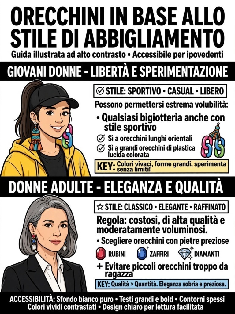 Orecchini in base allo stile di abbigliamento