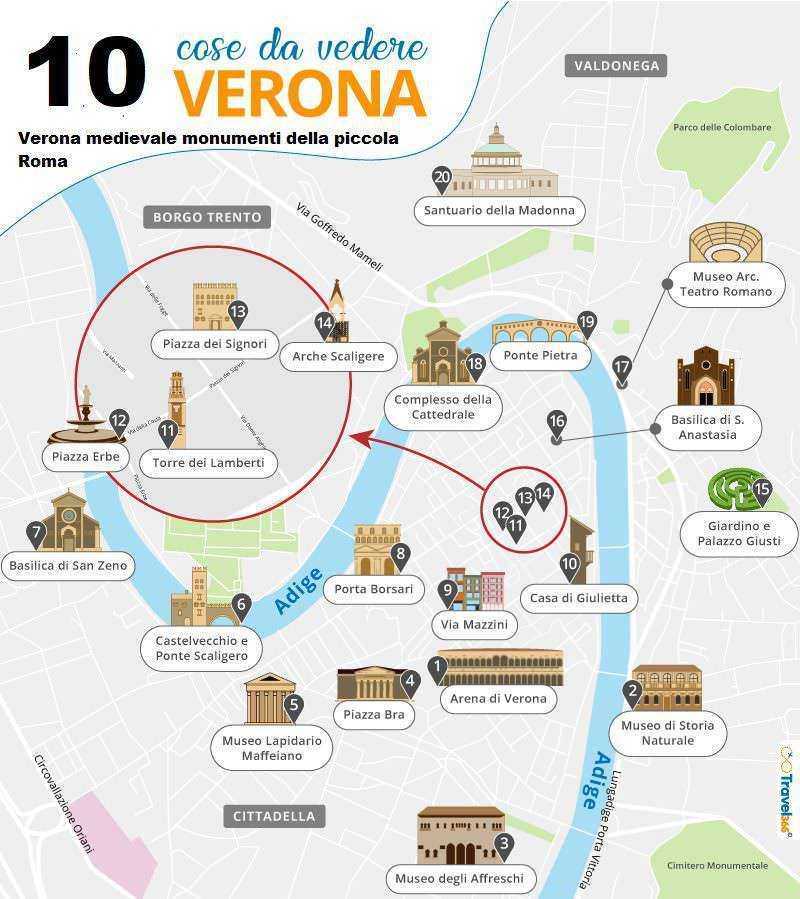 Verona, la Piccola Roma: mappa dei monumenti medievali e storici