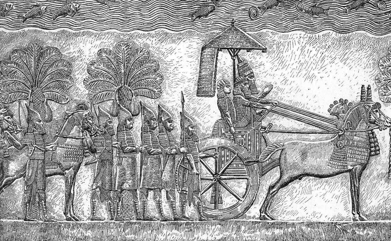 Carro con soldati dell'antico Egitto, scena storica e culturale.