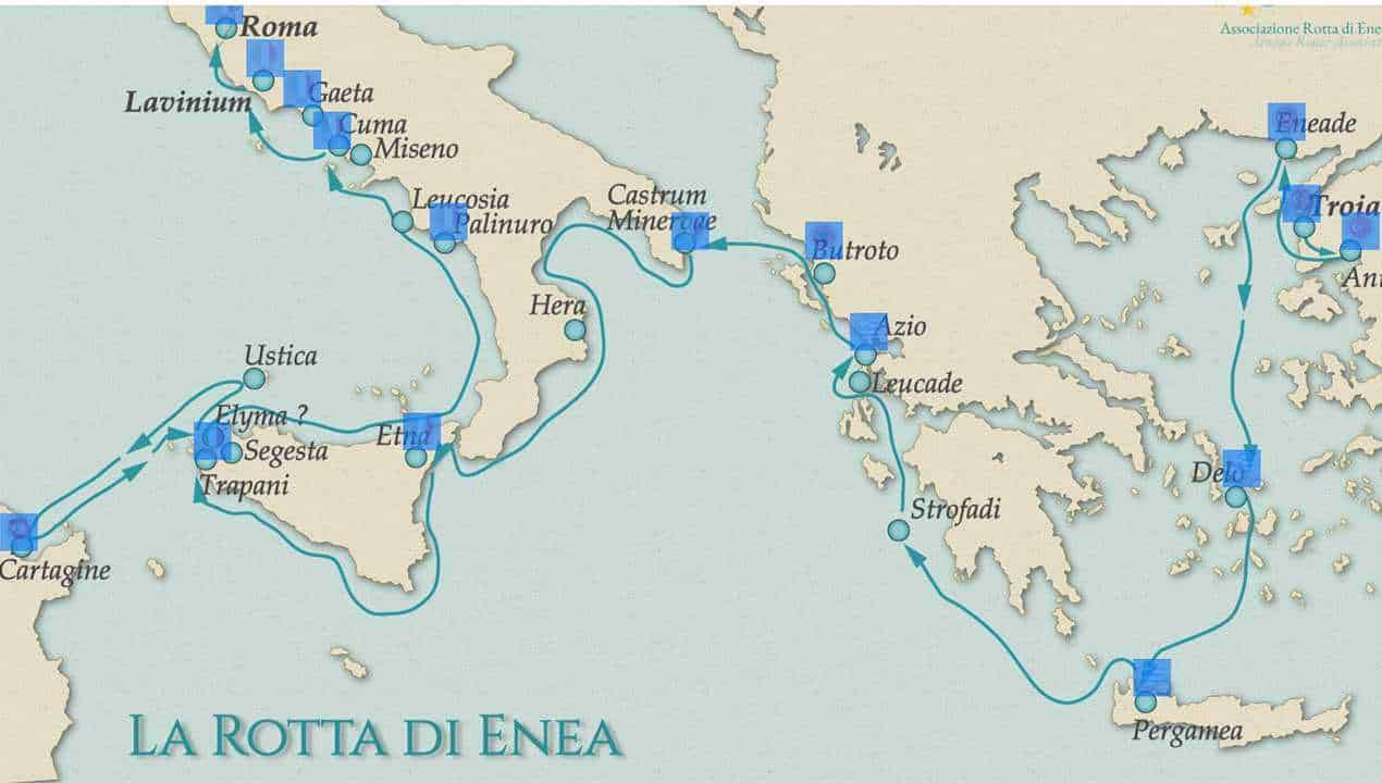 Costiera cilentana posti da visitare tra mare e terra 16 Itinerario della rotta di Enea nel Mar Mediterraneo e dettaglio delle rotte e tappe principali.