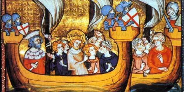 Rappresentazione medievale di una spedizione dei crociati verso la Terra Santa
