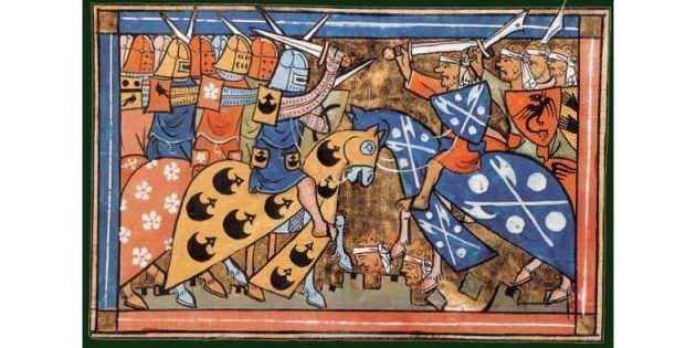 Battaglia della Seconda Crociata raffigurata in una miniatura medievale