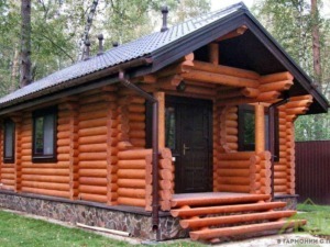Log cabin in legno immersa nel verde, perfetta come casa rustica o baita in campeggio, costruita con tronchi di alta qualità, con salita a gradini e finiture tradizionali.
