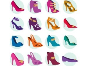 Scarpe donna colorate, iconico disegno di varie décolleté e sandali di diverse forme e colori, perfette per moda e stile femminile. Ideale immagine per blog di calzature e moda femminile.