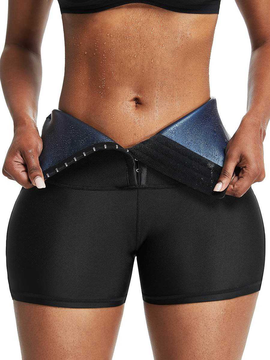 Pantaloncino snellente blu in neoprene con chiusura a gancio