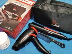 Dryer professionale da viaggio, kit di strumenti per styling capelli, phon, pettine, custodia bag, ideale per viaggi e utilizzo in mobilità. Completo di accessori per asciugatura e piega capelli.
