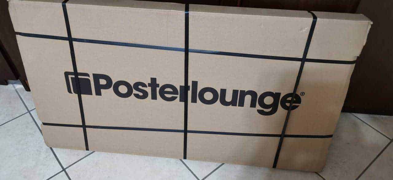 Poste lounge scatola in cartone con logo Poste lounge, consegna e spedizione.