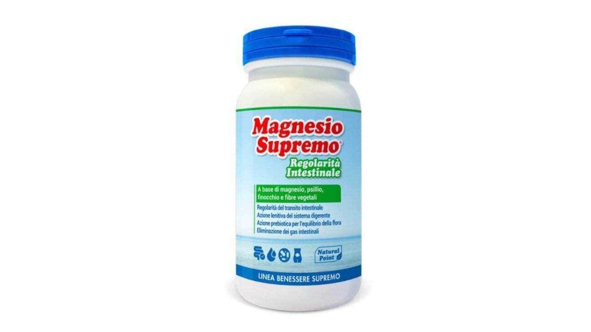 Magnesio per regolare la funzionalità dell’intestino: Integratore di magnesio Supremo per il benessere digestivo e la regolarità intestinale, formulato con magnesio, psillio, finocchio e fibre vegetali per un equilibrio naturale del corpo.