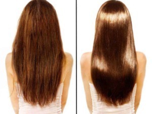 Capelli prima e dopo trattamento, trasformazione di capelli castani con colore e lucentezza migliorati, risultati visibili sulla chioma femminile.