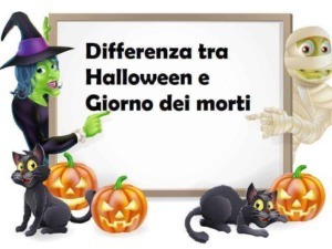 Differenza tra Halloween e giorno dei morti, tradizioni spaventose, usanze e significato, immagini di Halloween con gatti, zucche e mummie, tema festivo per Halloween e commemorazioni.