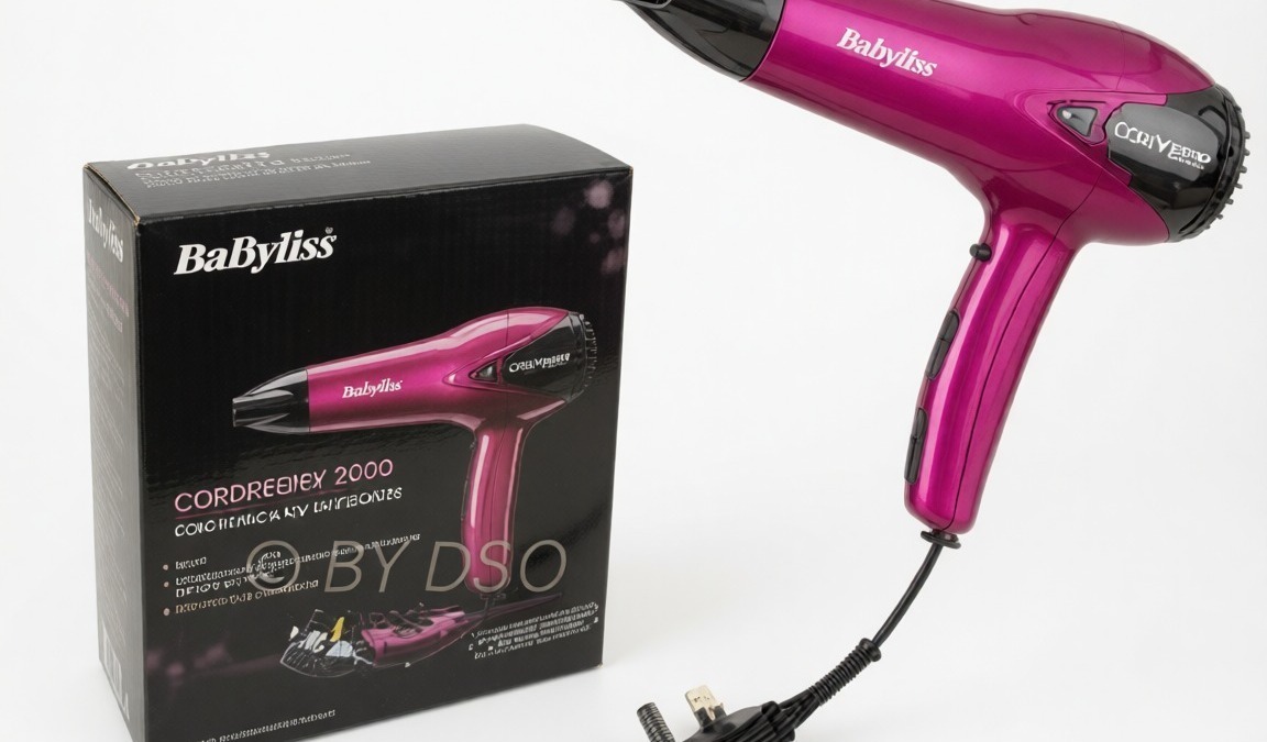 Cera capelli professionale Babyliis rosa con scatola originale, asciugacapelli portatile e potente per styling e piega.