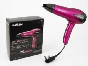 Cera capelli professionale Babyliis rosa con scatola originale, asciugacapelli portatile e potente per styling e piega.