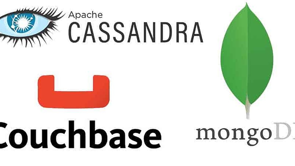 Cassandra Couchbase e MongoDB logo: database NoSQL molto utilizzate per sviluppare applicazioni scalabili e performanti. Soluzioni di gestione dati moderne per sviluppatori e aziende tecnologiche.