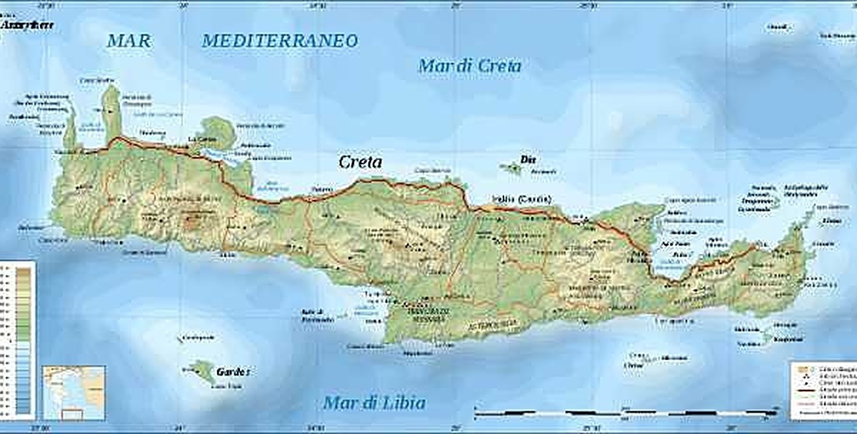 Mappa di Creta con le principali località dell'isola