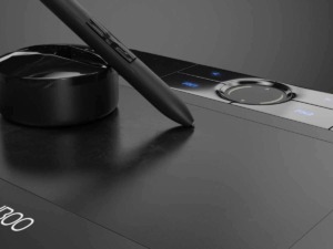Penna stylus su tavoletta grafica digitale con schermo tattile, tecnologia avanzata per creativi e professionisti, immagine moderna e futuristica, dispositivi per il design e l'arte digitale.