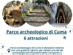 Scorcio di archeologia a Cuma con antiche strutture e sentieri immersi nel verde.